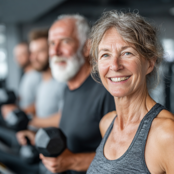 Літні люди займаються йогою на свіжому повітрі